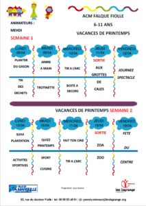 Lire la suite à propos de l’article VACANCES DE PRINTEMPS   6-11 ANS